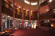 Main atrium of the Purnell Center for the Arts, a building constructed specifically for the School of Drama Carnegie Mellon School of Drama Interior.jpg