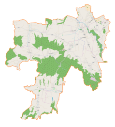 Mapa konturowa gminy Chorkówka, blisko centrum na dole znajduje się punkt z opisem „Kobylany”