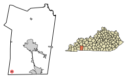 Ubicación de LaFayette en el condado de Christian, Kentucky.