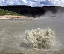 The Yellowstone Sound Library has samples of the sounds of geothermal areas boiling. Churning Caldron.jpg