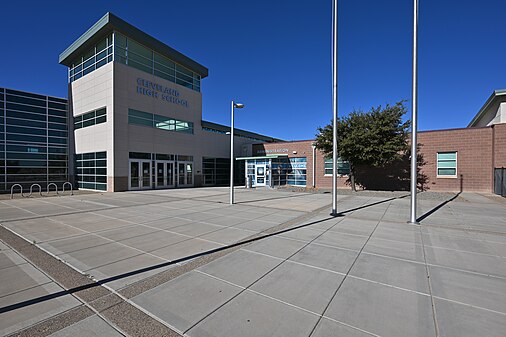 Cleveland High School entrance plaza, Rio Rancho, NM