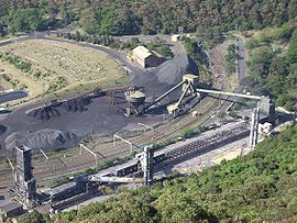 The Illawarra Coke Company (ICC) in Coalcliff. The electrified South Coast railway line passes through its site. CoalcliffICC.jpg