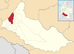 Localisation de la municipalité et de la ville de Florencia dans le département de Caquetá en Colombie.