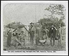 Company B of the 9th Mississippi, a confederate camp in Pensacola, Florida, in 1861. Confederate camp, Warrington Navy Yard, Pensacola, Florida, 1861.tif
