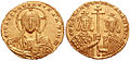 Monedă de aur “solidus” emisă între anii 945-959 cu chipurile lui Constantin al VII-lea Porfirogenet şi Roman al II-lea