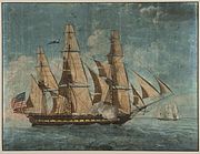 A painting depicting Constitution at sail