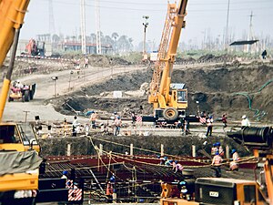 Construction equipment at Government complex in Amaravati (January 2019