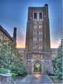 Tone mapped composite image of the Cornell Law School tower in Ithaca, New York.