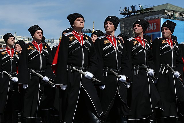 Cossacks marching in Red Square at the 2015 Victory Day Parade