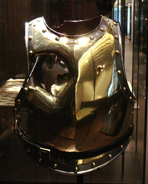 File:Cuirass holed by a canonball at Waterloo Antoine Fauveau 18Juin 1815.jpg