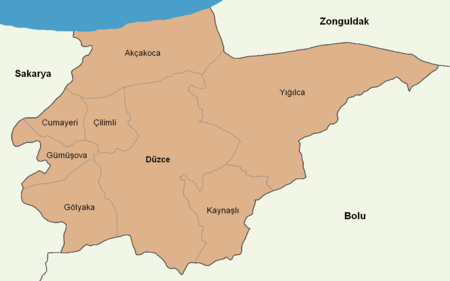 Düzce location districts.png