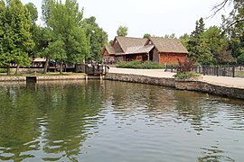 D.C. Booth Historic National Fish Hatchery rainbow trout pond and visitor center