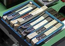 PDP-8 punched tapes, including a FOCAL-69 tape dated 7/9/69 DEC Programme auf Lochstreifen.jpg