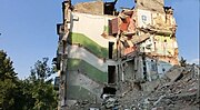 Damaged building in Snizhne, August 6, 2014