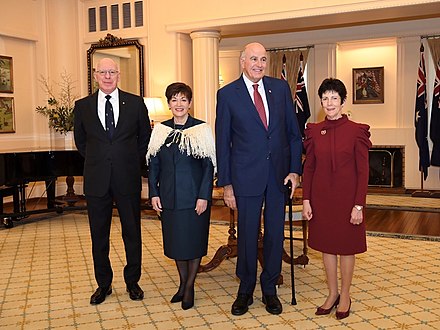 Governor-General Dame Patsy Reddy and her consort Sir David Gascoigne with Governor-General of Australia David Hurley and Linda Hurley in 2021