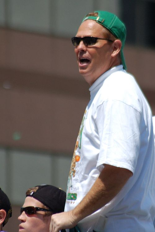 Ainge during the Celtics' championship parade in 2008