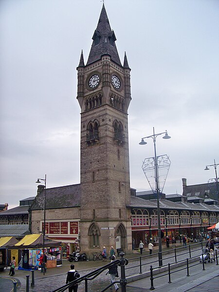 Darlington Market and clock tower (1861-64) Waterhouse's first public building outside Manchester, the market hall was Waterhouse's only cast-iron bui