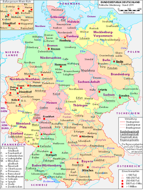karta njemacke sa svim gradovima Njemačka – Wikipedija karta njemacke sa svim gradovima