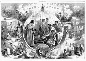Emancipation from Freedmen's viewpoint; illustration from Harper's Weekly 1865 EMANCI4.jpg