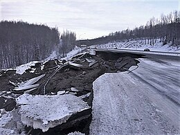 Earthquake damage to the Glenn Highway at Mirror Lake.jpg