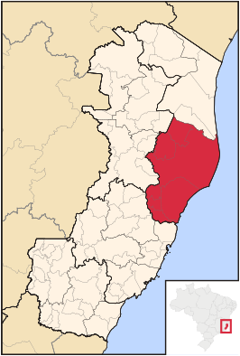 Ligging van de Braziliaanse microregio Linhares in Espírito Santo