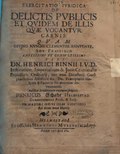 Миниатюра для Файл:Exercitatio juridica De delictis publicis et quidem de illis quæ vocantur carnis. Quam ... sub praesidio ... viri Dn. Henrici Binnij ... Publico eruditorum examini subjicit Henricus Schade (IA bub gb fmYI4R bflcC).pdf