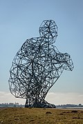 Exposure (sculpture) Exposure ('The squatting man') Artwork by Antony Gormley. Location: Markerstrekdam, Lelystad.