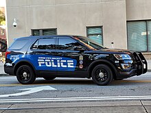 A Georgia State police vehicle on campus in Atlanta. Ford Interceptor 'Watch Commander' - 328 of Georgia State University Police.jpg