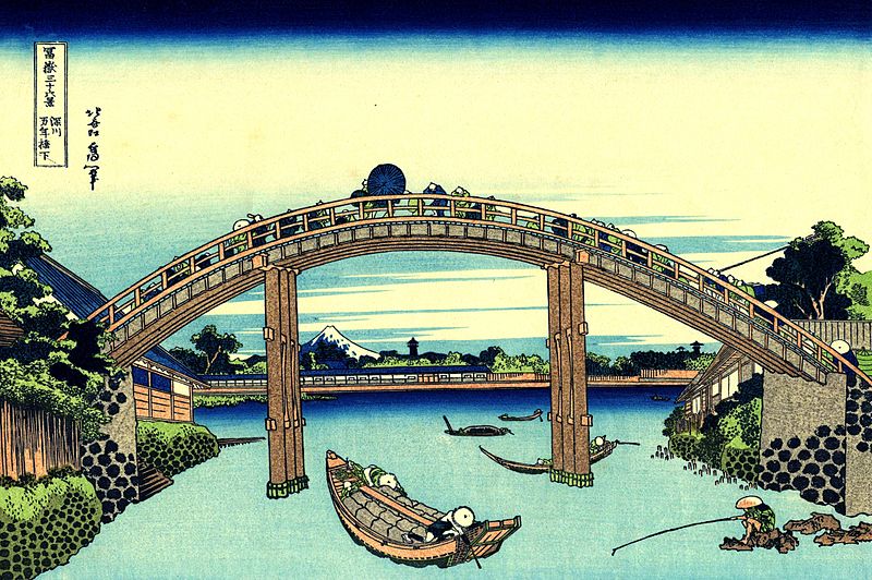 File:Fuji seen through the Mannen bridge at Fukagawa.jpg