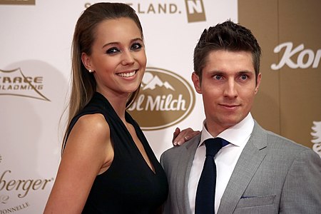 Laura Moisl and Marcel Hirscher at the Austrian Sportspersonality of the Year 2013 election