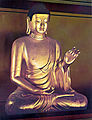 a South Korean national treasure, Gilt-bronze Amitābha at the Geungnakjeon Hall of Bulguksa Temple, Korea.