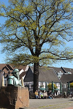 Hilden Markt Fabry-Denkmal und Friedenseiche