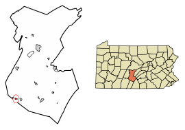 Huntingdon County Pennsylvania Incorporated and Unincorporated areas Dudley Highlighted.svg