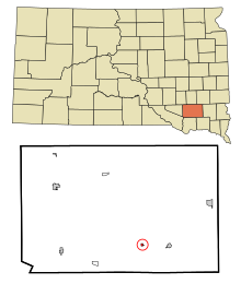 Hutchinson County South Dakota Beépített és be nem épített területek Olivet Highlighted.svg