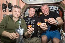 Kimbrough photographed during a meal with crew members Andrei Borisenko and Oleg Novitskiy ISS-50 Andrei Borisenko, Shane Kimbrough and Oleg Novitskiy in the Unity node.jpg