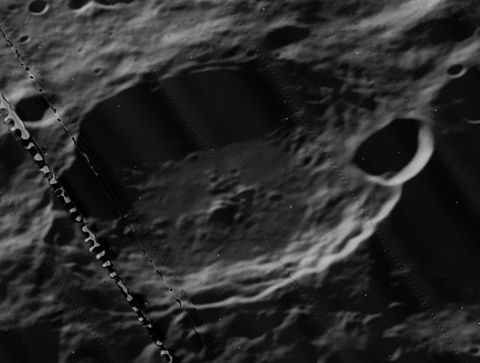 Oblique Lunar Orbiter 5 image
(lines at left are blemishes on original image) Ioffe crater 5026 h3.jpg