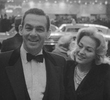 Jack Carter und Paula Stewart in New York City (1959). Von 1961 bis 1970 war er mit Paula Stewart verheiratet