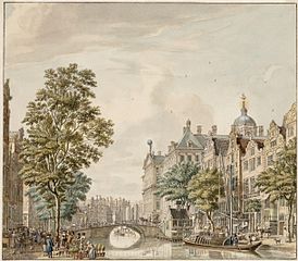 Nederlands: Nieuwezijds Voorburgwal in Amsterdam. 1758.