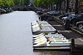 Laid up pedal boats in Amsterdam during the COVIC-19 pandemic