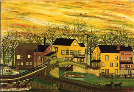 Lehigh Canal, Sunset, New Hope, PA, a 1918 portrait by Joseph Pickett