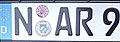 N plate with two middle letters from Nuremberg (Nürnberg) city