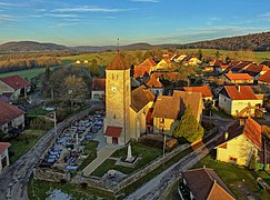 Vue aérienne de l'église.