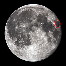 The location of Mare Crisium is circled in red. Location of Mare Crisium.jpg