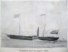 The steamship Il Lombardo, the other steamship that transported the Thousand to Sicily Lombardo nave dei Mille.jpg