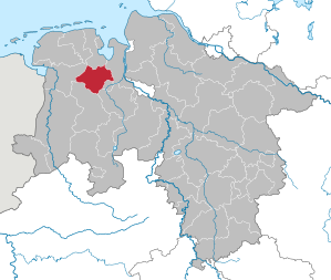 Lage des Landkreis Ammerland in Niedersachsen (anklickbare Karte)