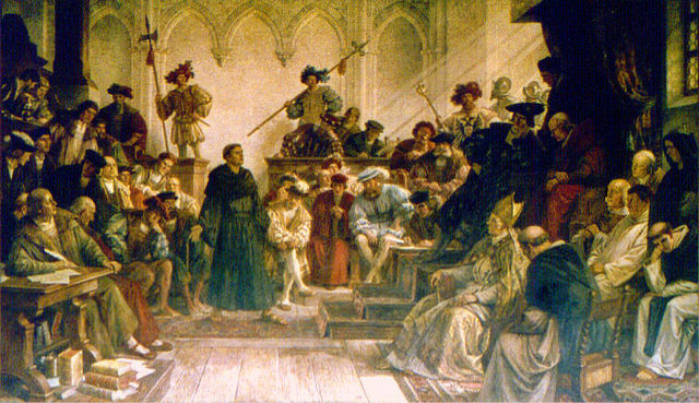 "Here I stand": Martin Luther at the Diet of Worms, 1521 19th-century painting by Hermann Wislicenus