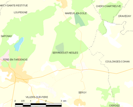 Mapa obce Seringes-et-Nesles