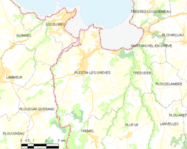 Mapa obce Plestin-les-Grèves