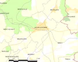 Mapa obce Audun-le-Roman