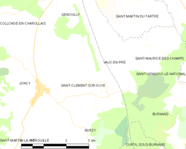 Mapa obce Saint-Clément-sur-Guye